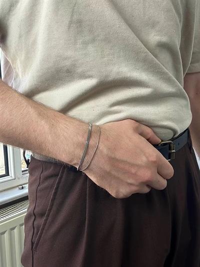 Silver Mirror Two Chain Pipe Bracelet