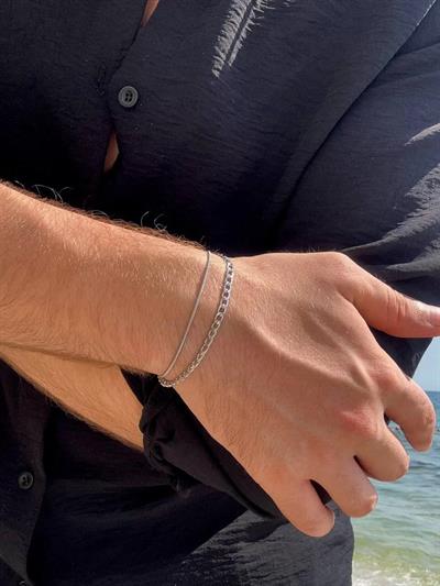 Silver Single Chain Pipe Bracelet