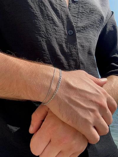 Silver Single Chain Pipe Bracelet
