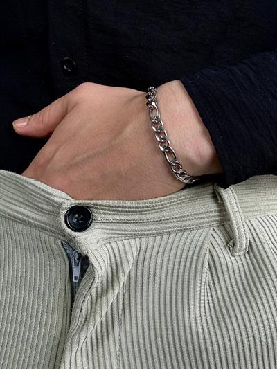 Silver Thick Figaro Bracelet