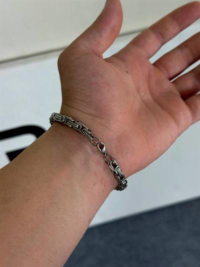 Silver Thick Steel Chain Bracelet
