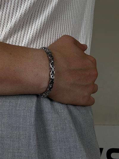 Silver Thick Steel Chain Bracelet
