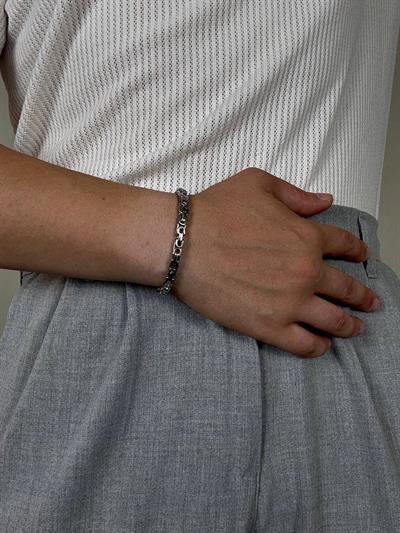 Silver Thick Steel Chain Bracelet
