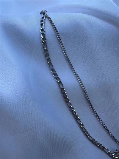 Silver Two Chain Figaro Bracelet
