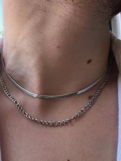 Silver Two Chain Figaro Necklace