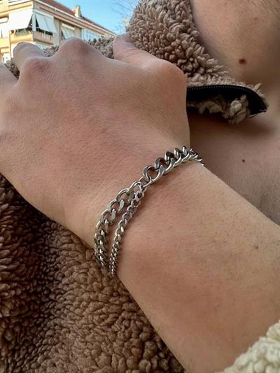 Silver Two Chain Half Bracelet