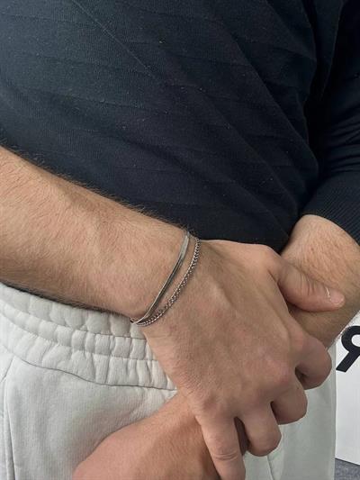 Silver Two Chain Mirror Bracelet