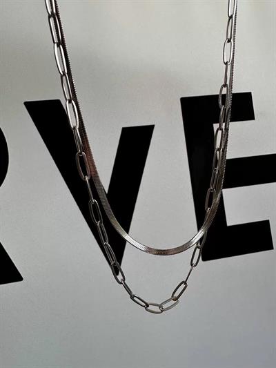 Silver Two Chain Necklace