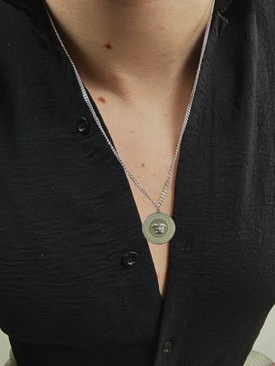 Silver Versace Relief Necklace