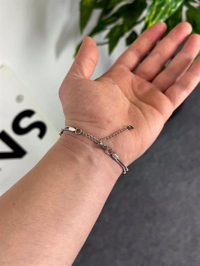 Slim Silver Duo Ball Bracelet