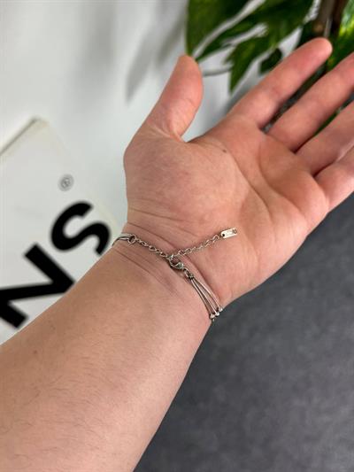 Slim Silver Triple Ball Bracelet