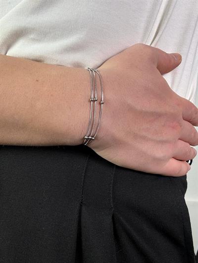 Slim Silver Triple Ball Bracelet