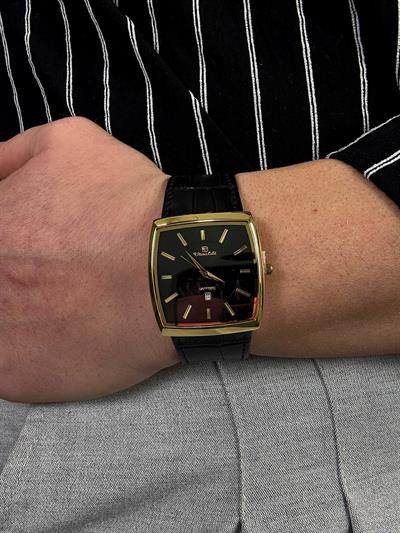 Sunset Black Leather Cord Vintage Wristhwatch VV