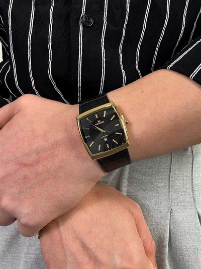 Sunset Black Leather Cord Vintage Wristhwatch VV