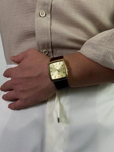 Sunset Brown Leather Cord Vintage Wristhwatch VV