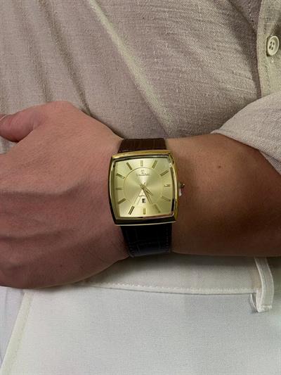 Sunset Brown Leather Cord Vintage Wristhwatch VV