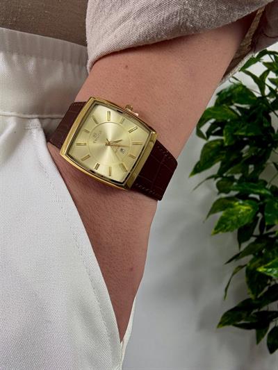 Sunset Brown Leather Cord Vintage Wristhwatch VV