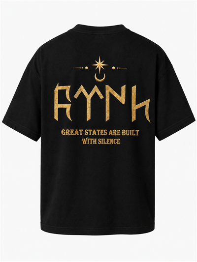 Türk - Kurt Motif Premıum Siyah Oversize T-shırt