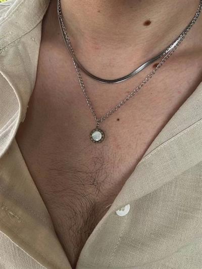Two Chain White Stone Necklace