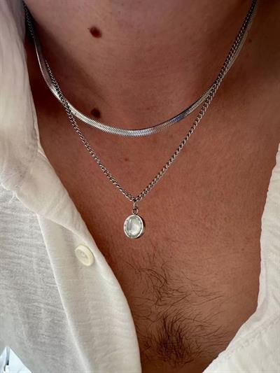 Two Chain White Stone Necklace