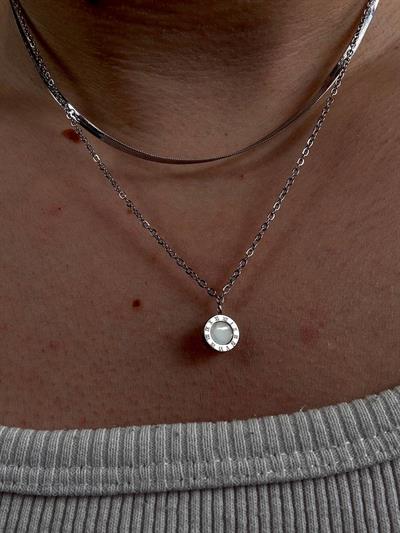 Two Chain White Stone Necklace