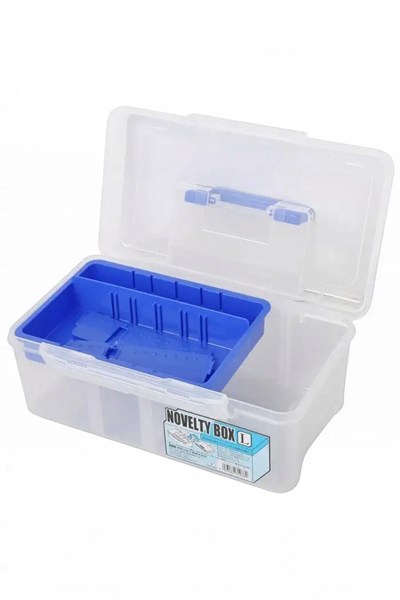 Meiho Novelty Box L Şeffaf Malzeme Kutusu (Mavi Detay)