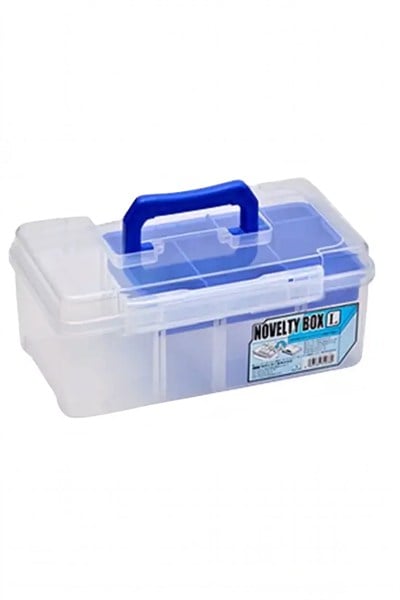 Meiho Novelty Box L Şeffaf Malzeme Kutusu (Mavi Detay)