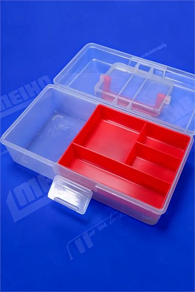 Meiho Novelty Box M Şeffaf Malzeme Kutusu (Kırmızı Detay)