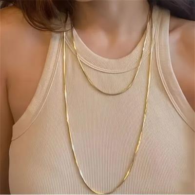 18K Altın Kaplama Paslanmaz Çelik Yılan Zincir Kolye