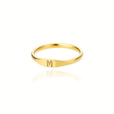 Kpop Signet Yüzük Paslanmaz Çelik 18kgold Kaplama Harf M