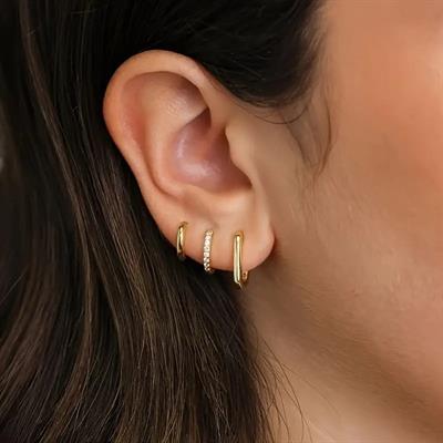 Sentetik Zirkonyalı Basit Klasik 6 lı Halka Küpe Seti