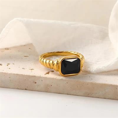 Zarif Paslanmaz Çelik Yüzük Kübik Zirkonya ile