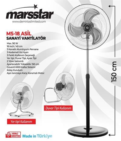 Marsstar ms-18 asil sanayi tipi vantilatör