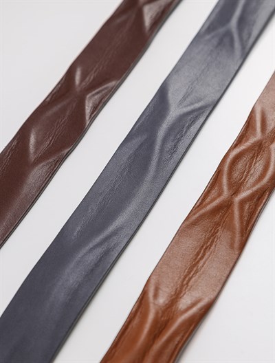 STONE Kırışık Dokulu Unisex Deri Kemer