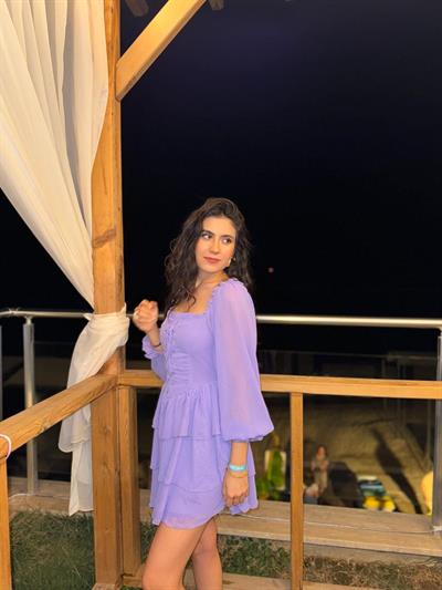 Şifon Fırfırlı Lila Elbise