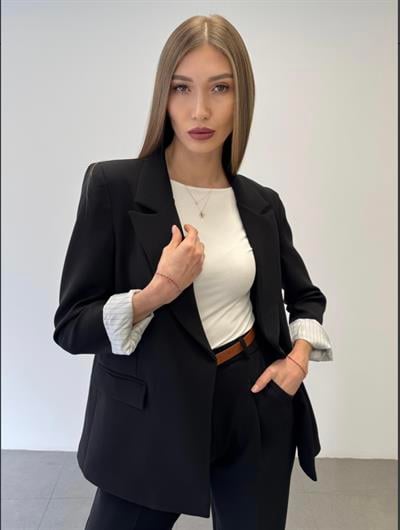 Premium Kalite Kol Astarı Çizgili Ceket