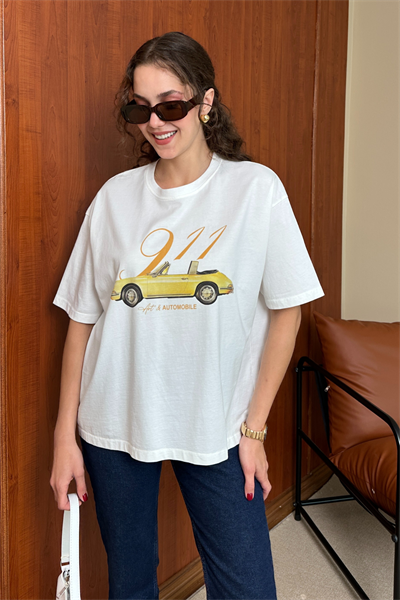 Vintage T-Shirt - BEYAZ