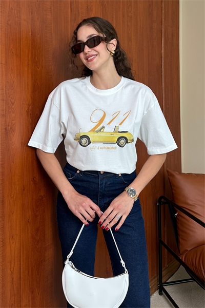 Vintage T-Shirt - BEYAZ