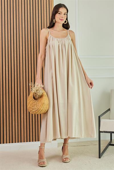 Askılı Elbise - BEJ