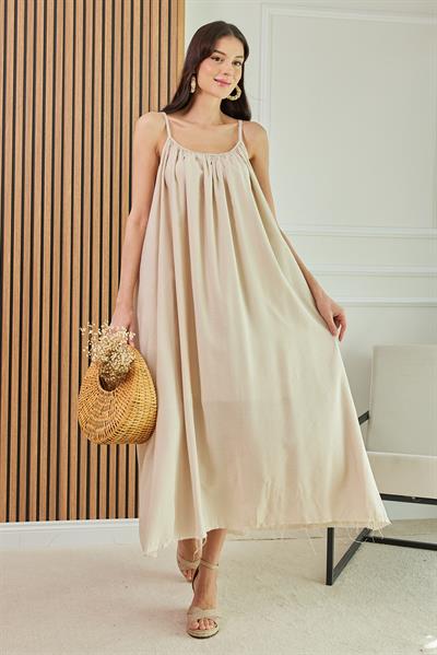 Askılı Elbise - BEJ