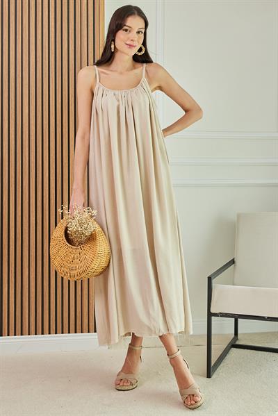 Askılı Elbise - BEJ