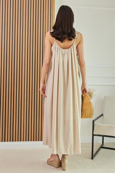 Askılı Elbise - BEJ
