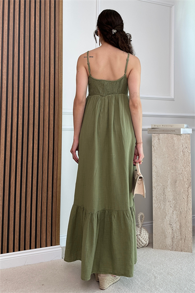 Gipeli Müslin Elbise - HAKİ