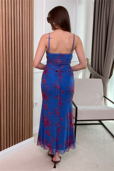 Askılı Tül Elbise - MAVİ