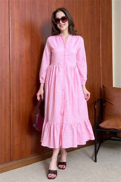 Astarlı Fisto Elbise - PEMBE