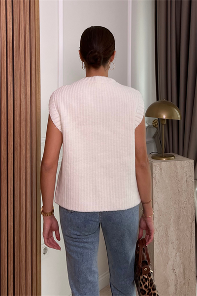 Bağcıklı Süveter - BEYAZ