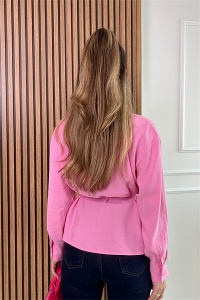 Modal Bağlamalı Gömlek - PEMBE
