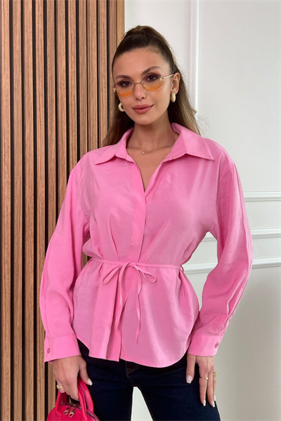 Modal Bağlamalı Gömlek - PEMBE