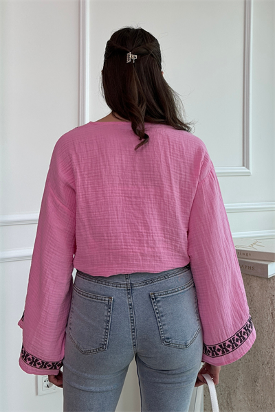 Bağlamalı Kimono - PEMBE