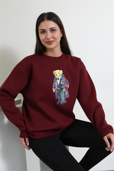 Baskılı Sweat - BORDO
